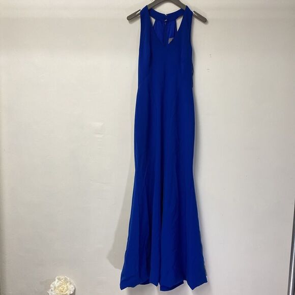 Theia Cobalt Smooth Mermaid Gown - Picture 6 of 14